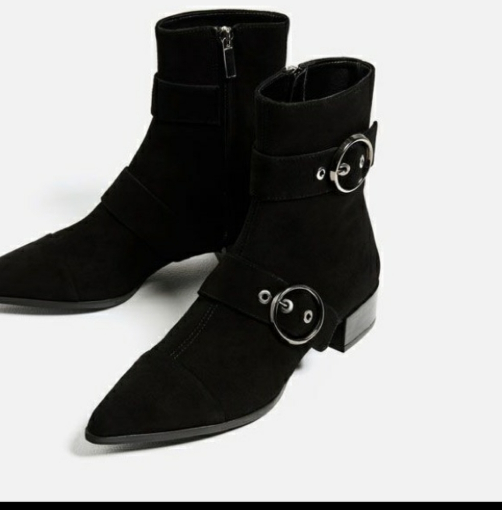 💼Black Suede  Ankle Boots with Buckles